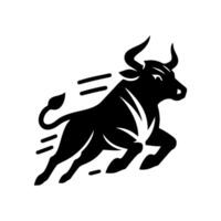 black and white bull logo. running bull logo vector