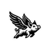 flying pig logo design, hog logo design vector