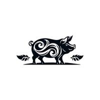 Black Animal Pig Illustration Logo Silhouette. Pig logo design vector