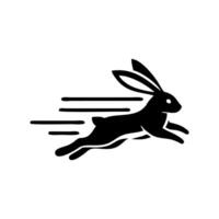 Logos of rabbit is running. Black bunny running logo concept. Rabbit logo design vector