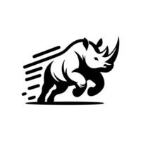 Rhino logo stock. illustration of a silhouette of a rhino standing on isolated white background vector
