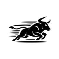 black and white bull logo. running bull logo vector