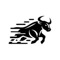 black and white bull logo. running bull logo vector