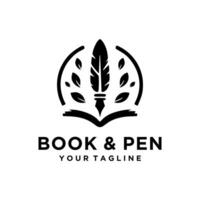 Note and quill logo design vector