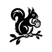 Squirrel logo. Squirrel with acorn silhouette icon on white background vector