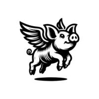 flying pig logo design, hog logo design vector