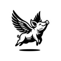 flying pig logo design, hog logo design vector