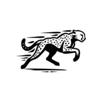 running cheetah animal logo in black and white. Cheetah logo design vector