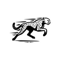 running cheetah animal logo in black and white. Cheetah logo design vector