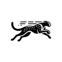 running cheetah animal logo in black and white. Cheetah logo design vector