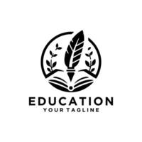 Book and Pen Logo For Education vector