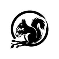 Squirrel logo. Squirrel with acorn silhouette icon on white background vector