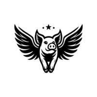 flying pig logo design, hog logo design vector