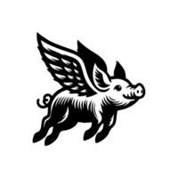 flying pig logo design, hog logo design vector