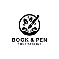 Note and quill logo design vector