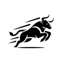 black and white bull logo. running bull logo vector