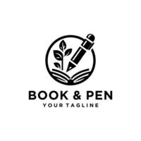 Note and quill logo design vector