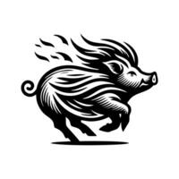 Black Animal Pig Illustration Logo Silhouette. Pig logo design vector