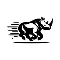 Rhino logo stock. illustration of a silhouette of a rhino standing on isolated white background vector