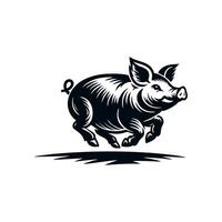 Black Animal Pig Illustration Logo Silhouette. Pig logo design vector