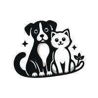 diseño de logotipo de perro y gato vector