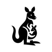 logo of a kangaroo carrying its child. black and white kangaroo vlogo vector