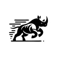 rinoceronte logo existencias. ilustración de un silueta de un rinoceronte en pie en aislado blanco antecedentes vector