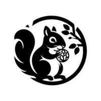 Squirrel logo. Squirrel with acorn silhouette icon on white background vector