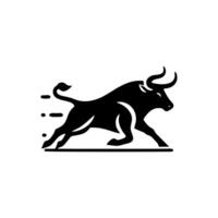 black and white bull logo. running bull logo vector