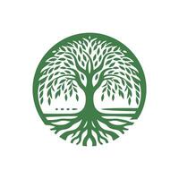 raíz árbol logo. raíz de el árbol logo símbolo ilustración diseño, roble árbol Clásico logo diseño vector