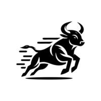 black and white bull logo. running bull logo vector