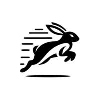 Logos of rabbit is running. Black bunny running logo concept. Rabbit logo design vector