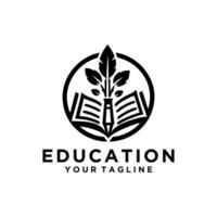 Book and Pen Logo For Education vector