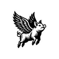 flying pig logo design, hog logo design vector