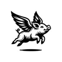 flying pig logo design, hog logo design vector