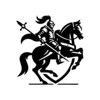 equestrian knight logo design. Horse warrior logo. war horse silhouette vector