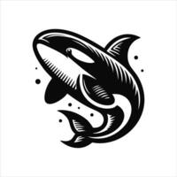 orca ballena logo diseño ilustración vector