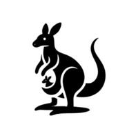 logo of a kangaroo carrying its child. black and white kangaroo vlogo vector