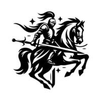 equestrian knight logo design. Horse warrior logo. war horse silhouette vector