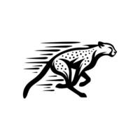 running cheetah animal logo in black and white. Cheetah logo design vector