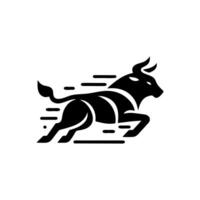 black and white bull logo. running bull logo vector
