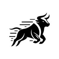 black and white bull logo. running bull logo vector