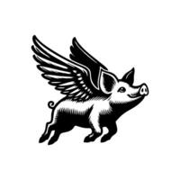 flying pig logo design, hog logo design vector