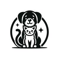 diseño de logotipo de perro y gato vector