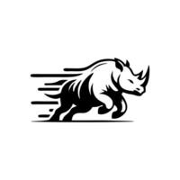 Rhino logo stock. illustration of a silhouette of a rhino standing on isolated white background vector