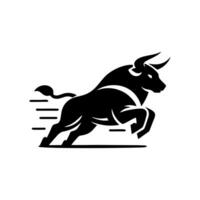 black and white bull logo. running bull logo vector