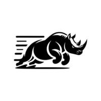 Rhino logo stock. illustration of a silhouette of a rhino standing on isolated white background vector