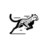 corriendo leopardo animal logo en negro y blanco. leopardo logo diseño vector