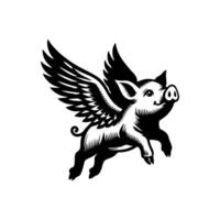 flying pig logo design, hog logo design vector