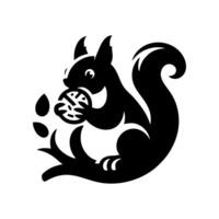 Squirrel logo. Squirrel with acorn silhouette icon on white background vector